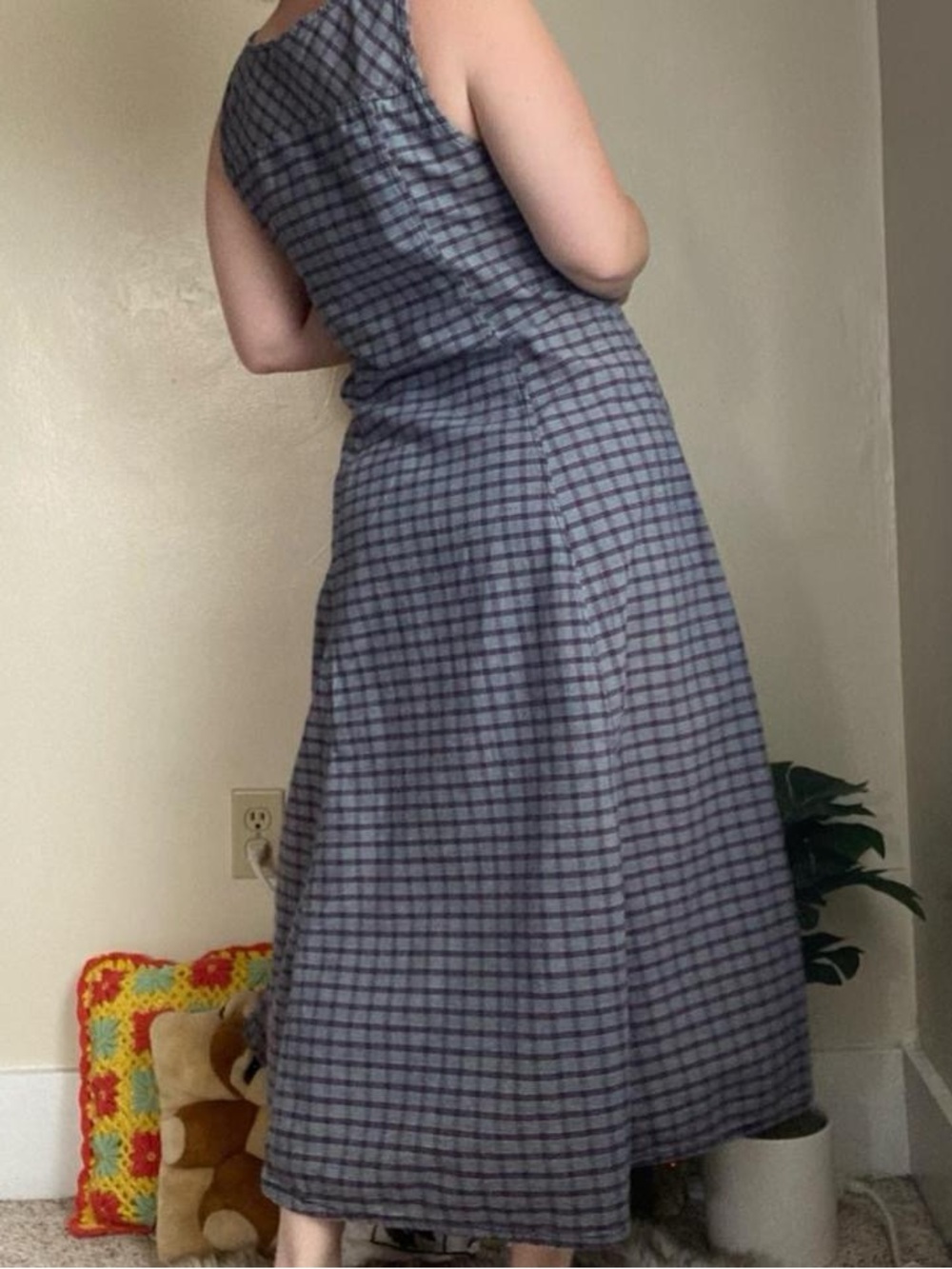 Vintage 90s sleeveless plaid maxi dress - Picture 8 of 8
